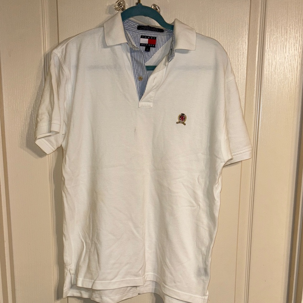 Tommy Hilfiger White Polo Shirt with Logo